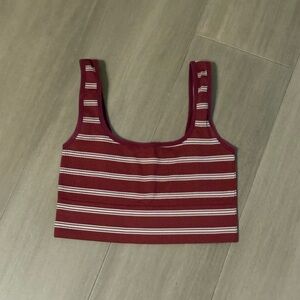 Striped Burgundy Crop Tank Top